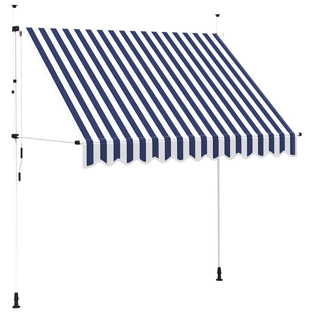 vidaXL Ručně zatahovací markýza 250 cm modro-bílé pruhy