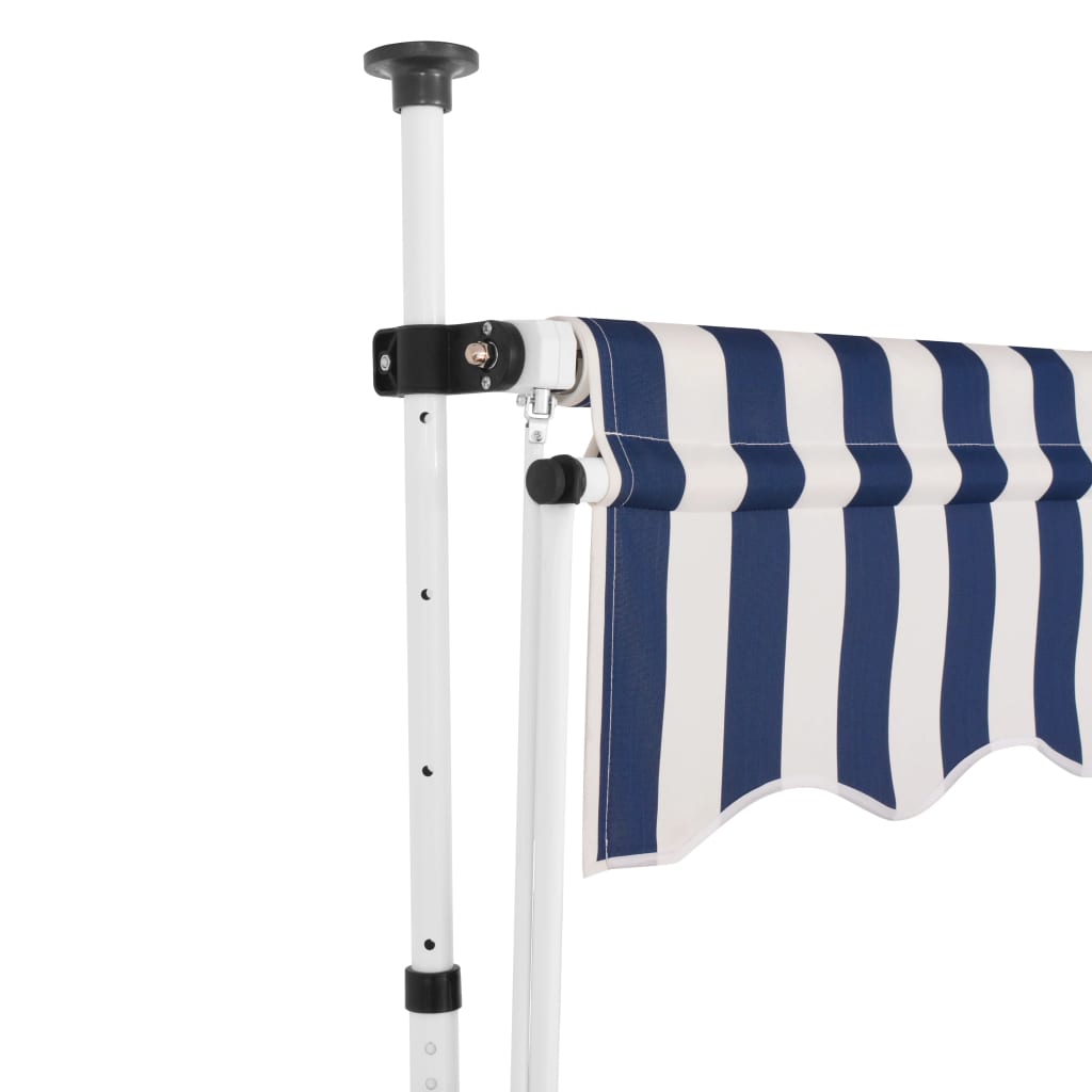 vidaXL Ručne zaťahovacia markíza, 250 cm, modro-biele pásiky