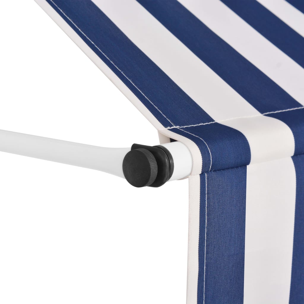 vidaXL Manual Retractable Awning 98.4" Blue and White Stripes