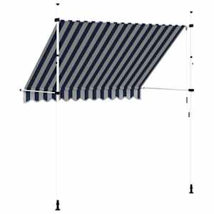 Ručně zatahovací markýza 250 cm modro-bílé pruhy - obrázek 5