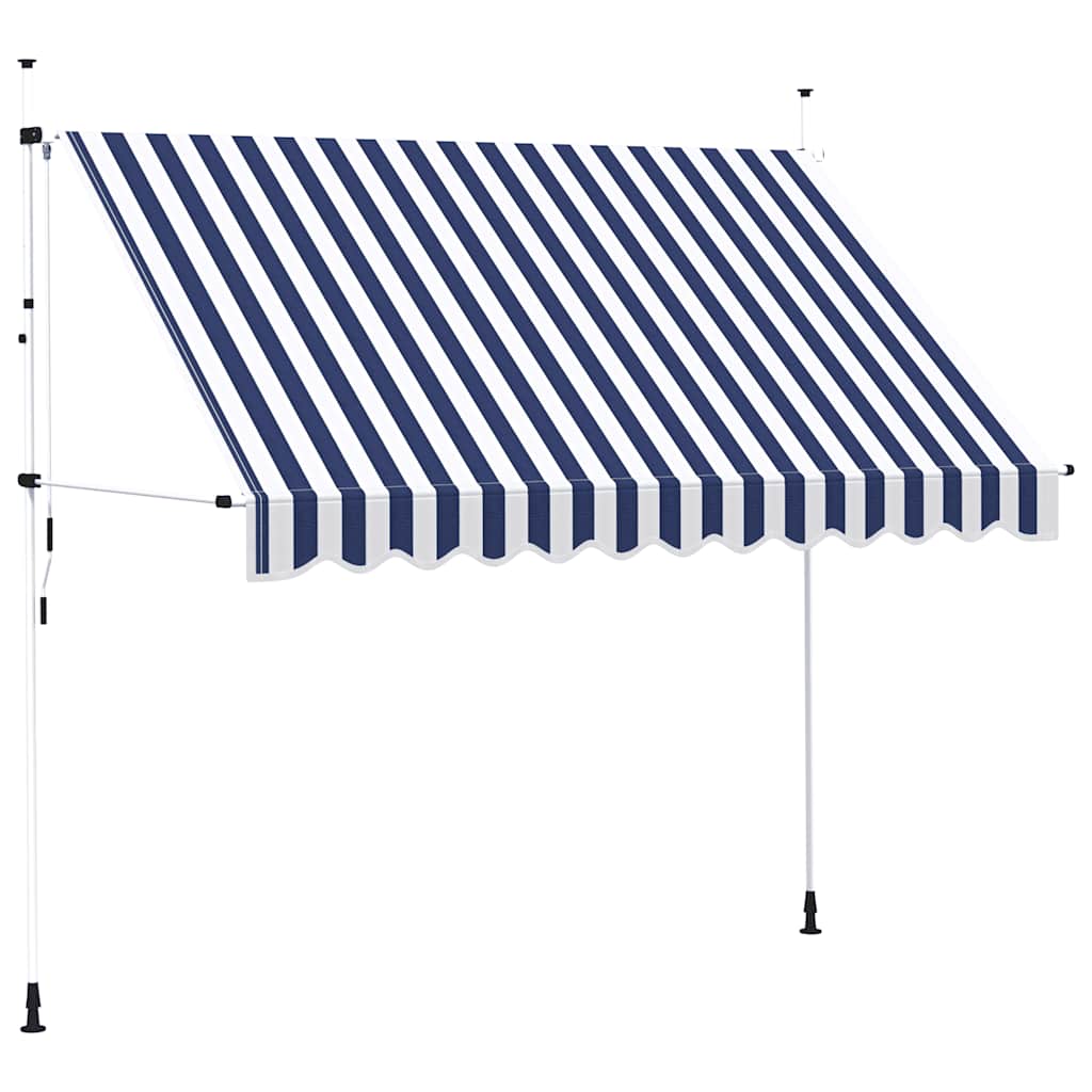 vidaXL Ručne zaťahovacia markíza, 300 cm, modro-biele pásiky
