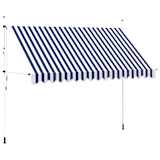 vidaXL Auvent rétractable manuel 350 cm Rayures bleues et blanches