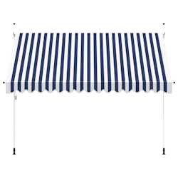 vidaXL Toldo manual retr&aacute;ctil 350 cm azul y blanco a rayas