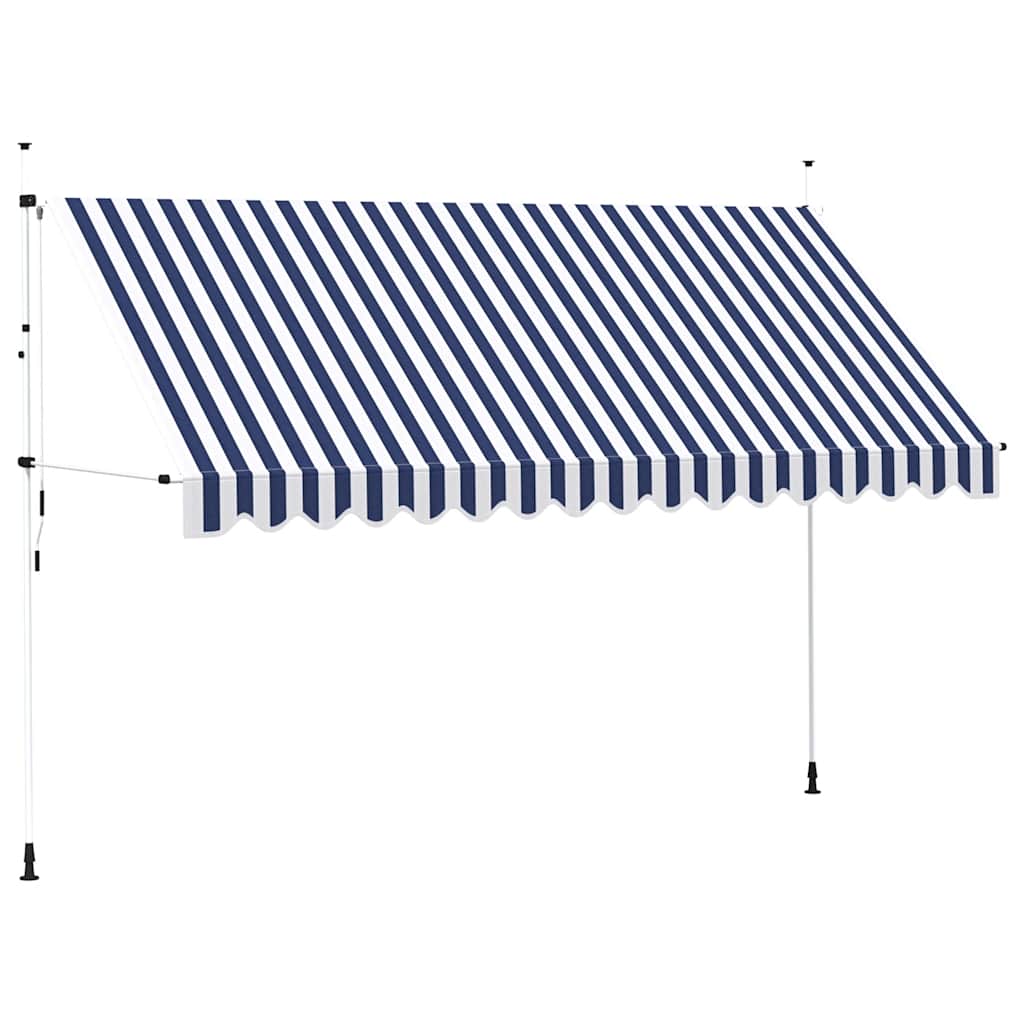 Thumbnail - vidaXL Einziehbare Markise Handbetrieben 400 cm Blau/Weiß Gestreift