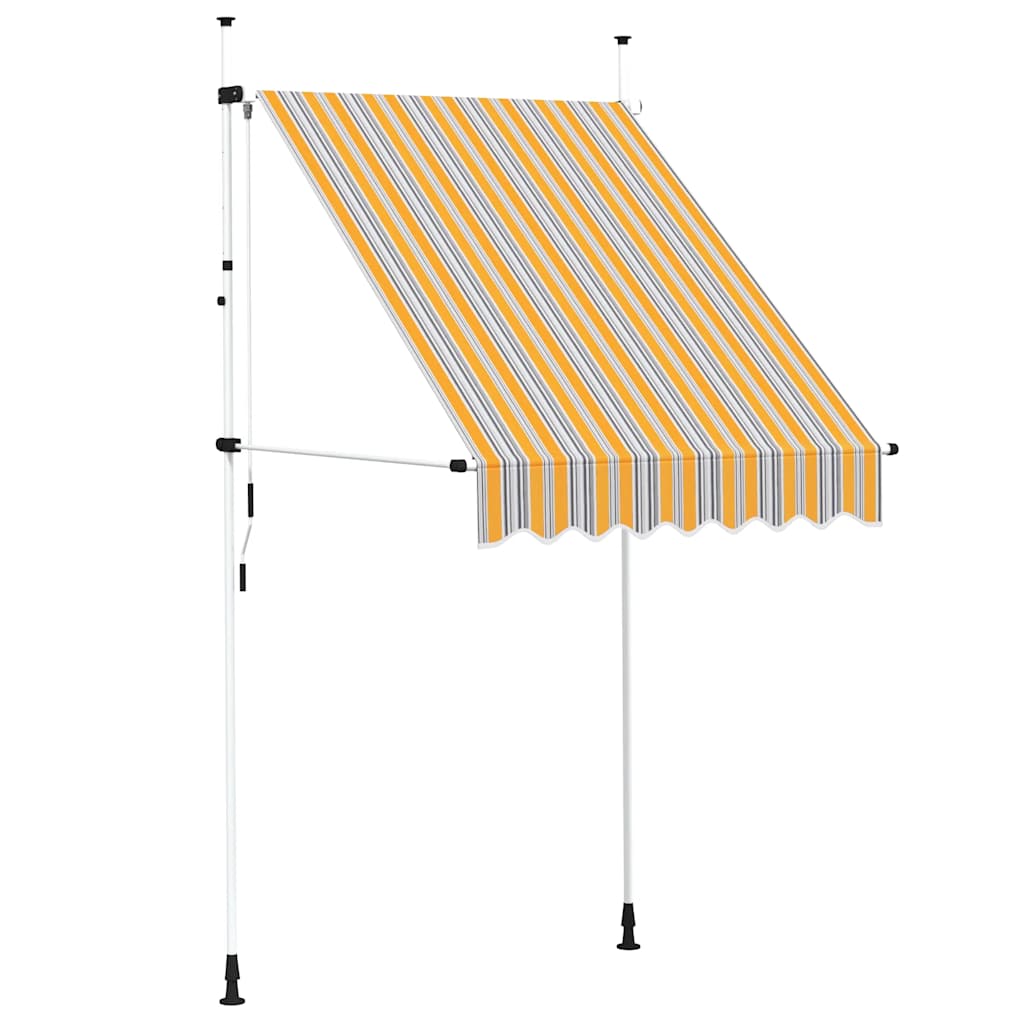 vidaXL Ručně zatahovací markýza 150 cm žluto-modré pruhy
