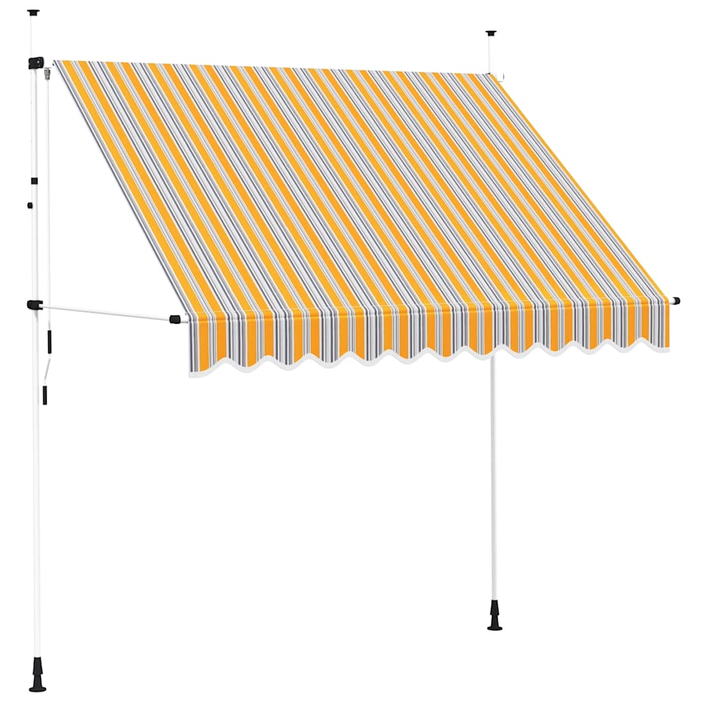 vidaXL Ručně zatahovací markýza 250 cm žluto-modré pruhy