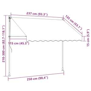 Ručně zatahovací markýza 250 cm žluto-modré pruhy - obrázek 8