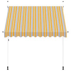 vidaXL Toldo retr&aacute;til manual 250 cm riscas amarelas e azuis