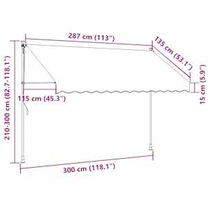 Ručně zatahovací markýza 300 cm žluto-modré pruhy - obrázek 8