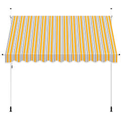 vidaXL Toldo manual retr&aacute;ctil 300 cm amarillo y azul a rayas