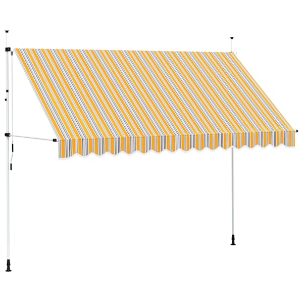 vidaXL kokkupandav varikatus, kollase-sinisetriibuline, 350 cm