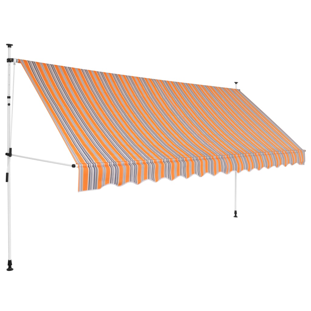 vidaXL Sisäänkelattava markiisi 350 cm Sinikeltaiset raidat