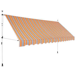 Ručně zatahovací markýza 400 cm žluto-modré pruhy - obrázek 1