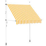 vidaXL Toldo retrátil manual 200 cm riscas amarelas e brancas