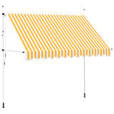 vidaXL Auvent rétractable manuel 300 cm Rayures jaunes et blanches