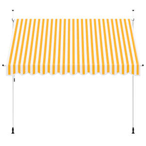 vidaXL izvelkama markīze, 300 cm, manuāla, oranža ar baltām svītrām