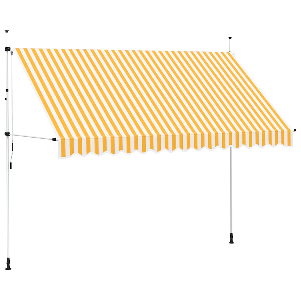vidaXL Ručně zatahovací markýza 350 cm oranžovo-bílé pruhy