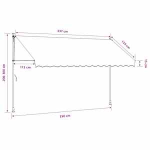 Ručně zatahovací markýza 350 cm oranžovo-bílé pruhy - obrázek 8