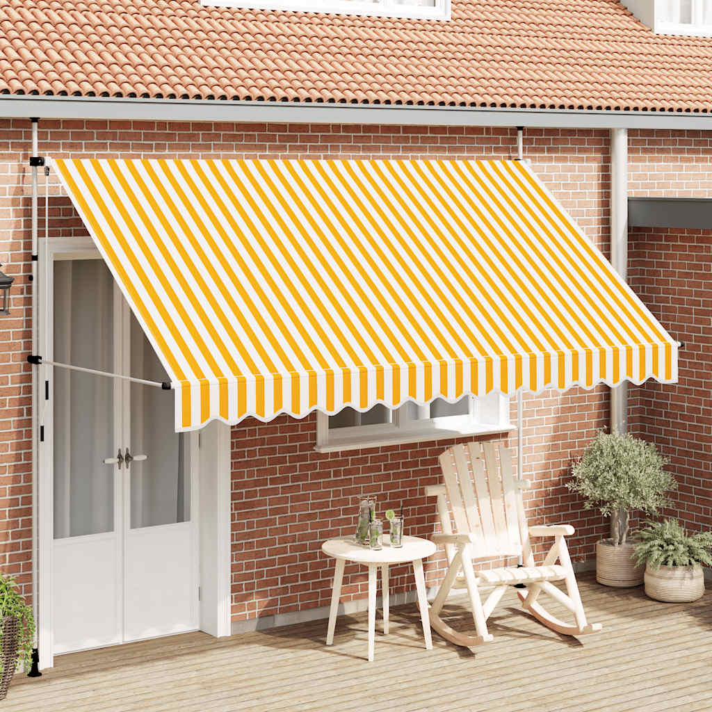 vidaXL Copertină retractabilă manual, portocaliu și alb, 350 cm, dungi