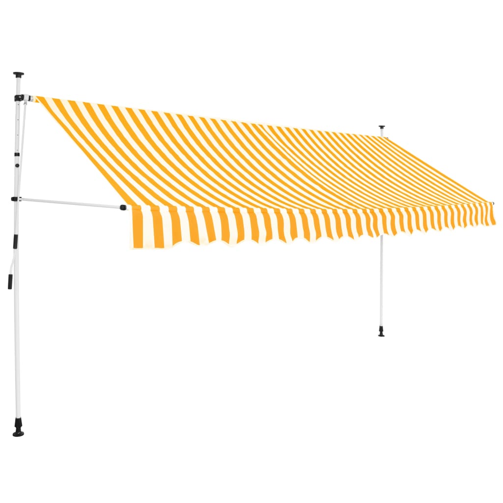 vidaXL Copertină retractabilă manual, portocaliu și alb, 400 cm, dungi