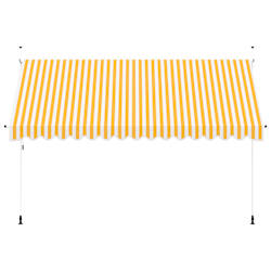 vidaXL Toldo retr&aacute;til manual 400 cm riscas laranjas e brancas