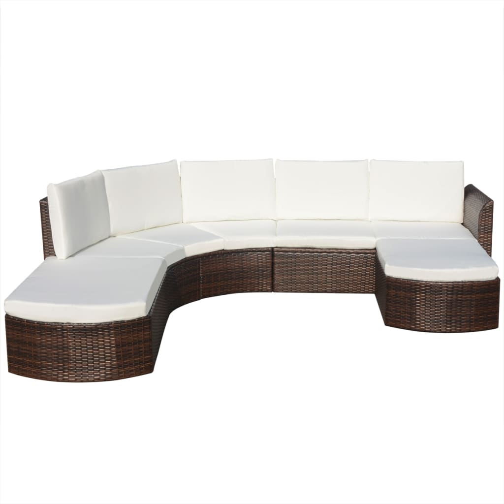 

vidaXL 4-delige Loungeset met kussens poly rattan bruin