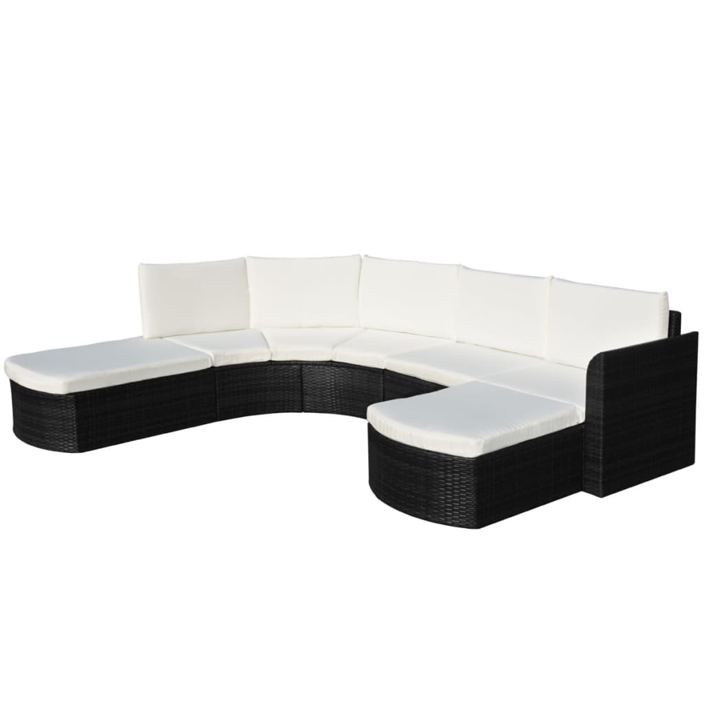 vidaXL 4-tlg. Garten-Lounge-Set mit Auflagen Poly Rattan Schwarz