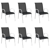 vidaXL Outdoor Dining Chairs 6 pcs Black