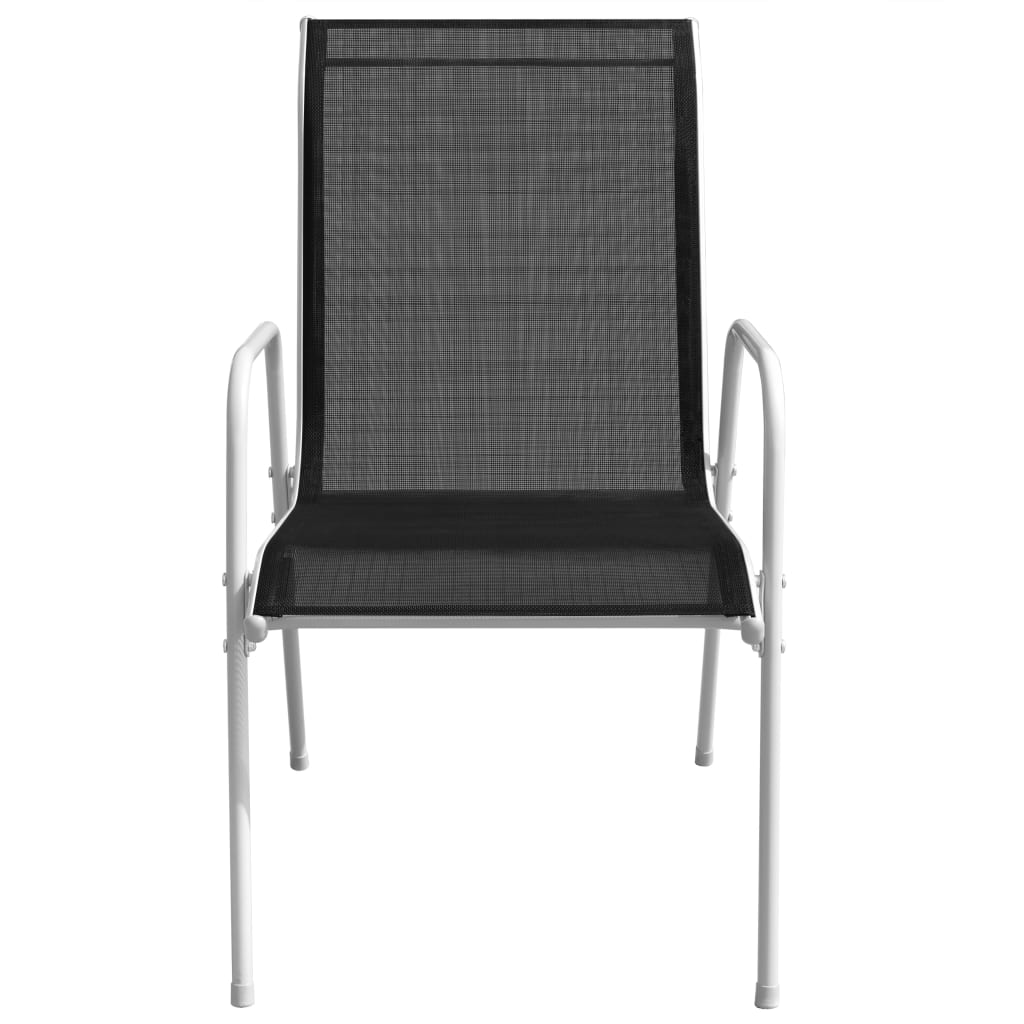 6 db fekete rakásolható acél és textilén kerti szék 