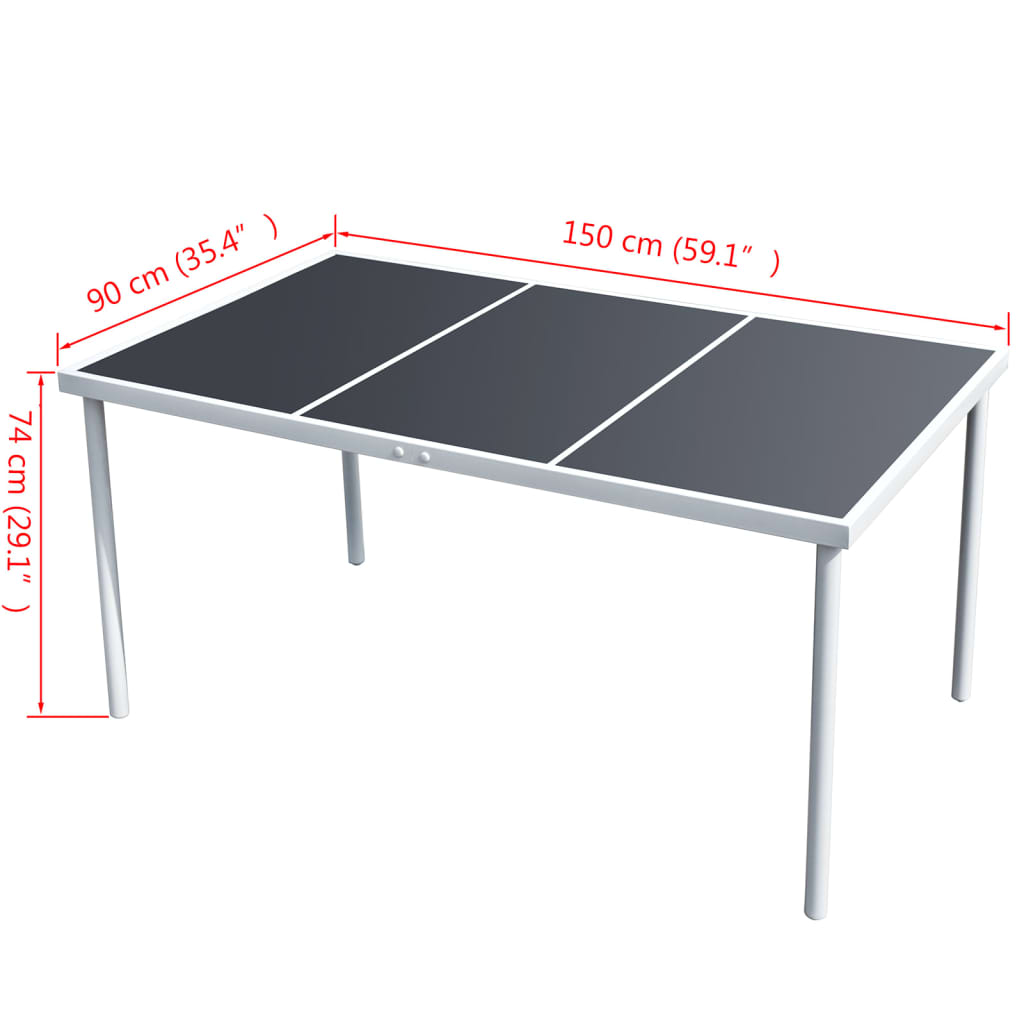 Vrtna miza 150x90x74 cm črno jeklo