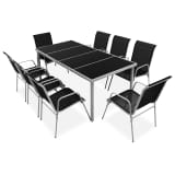 vidaXL Outdoor Dining Set 9 Pieces Black