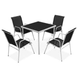 vidaXL Conjunto de muebles de comedor para jardín 5 piezas negro