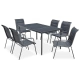 vidaXL Conjunto de comedor de exterior 7 piezas negro
