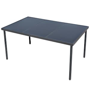 vidaXL Lauko valgomojo baldų komplektas, 7 dalys, juodas, plienas