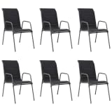 vidaXL Sillas de comedor para exterior 6 unidades negras
