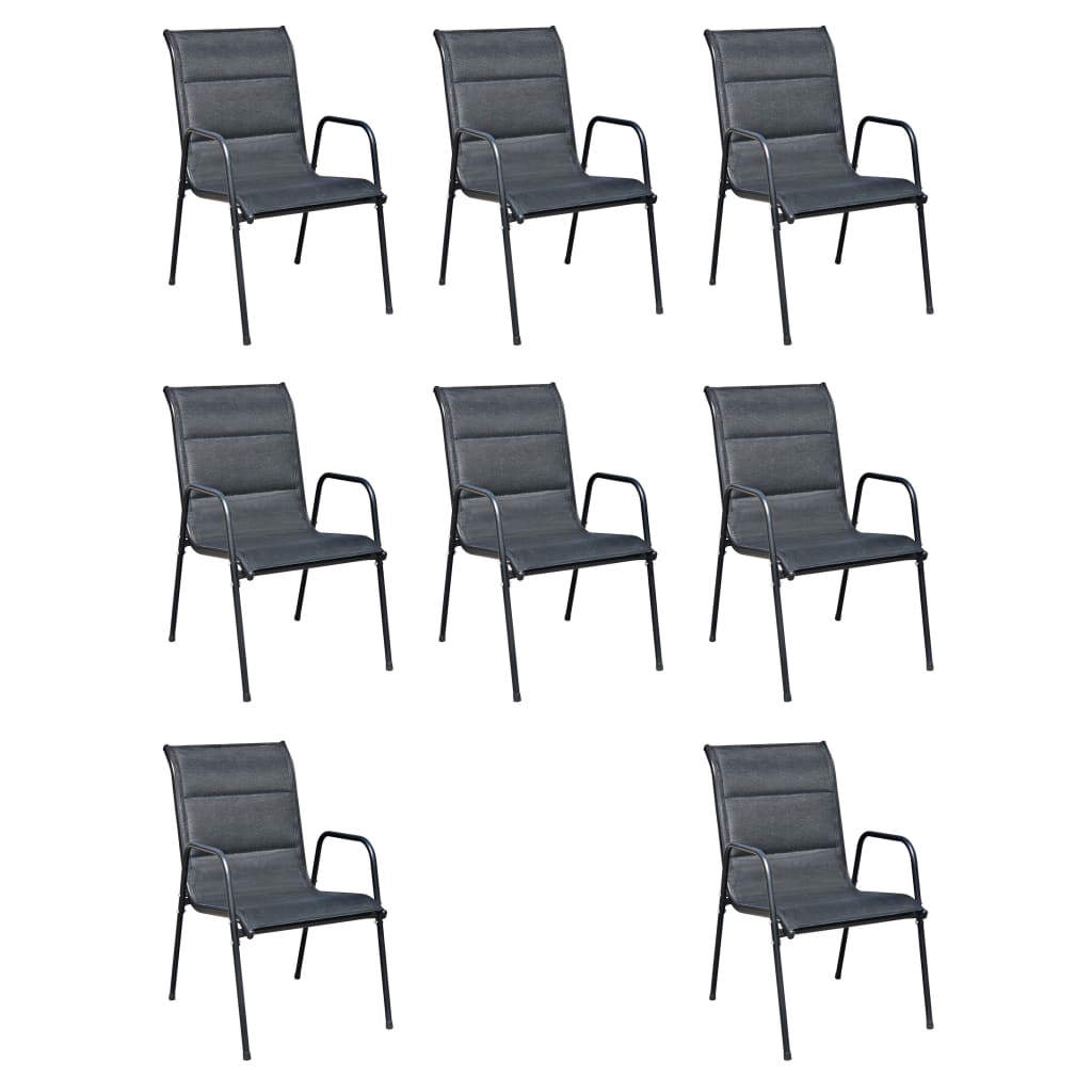 vidaXL Set mobilier de exterior, 9 piese, negru, oțel