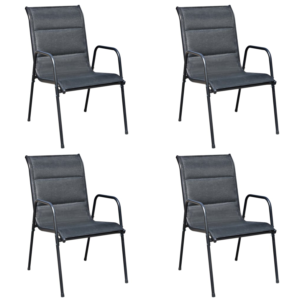 Set mobilier de exterior, 5 piese, negru, oțel