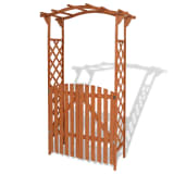 vidaXL Tuinboog met poort massief hout 120x60x205 cm