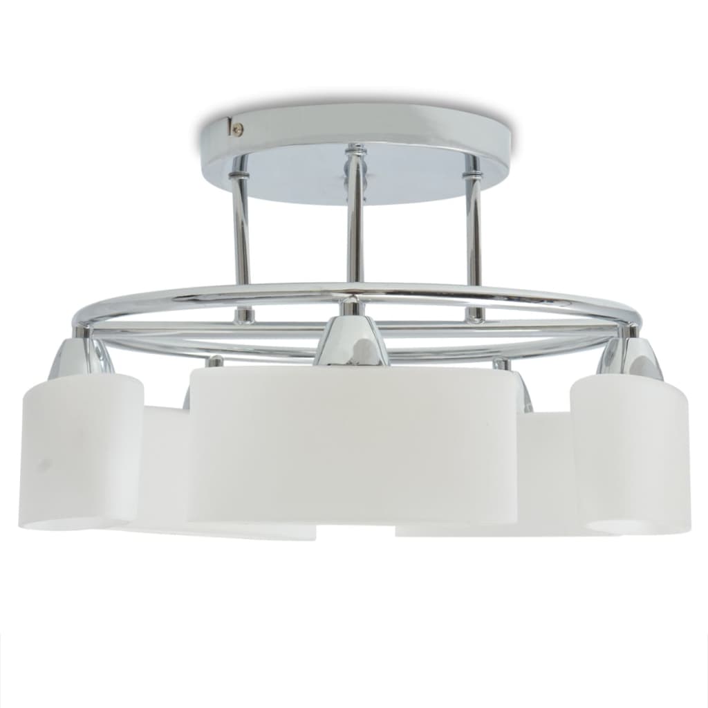 vidaXL Plafondlamp met ellipsvormige glazen kappen 5xE14 200W afbeelding