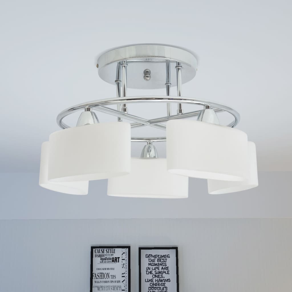 Deckenleuchte Ellipsoid-Glaslampenschirme 5 E14-Lampen 200 W