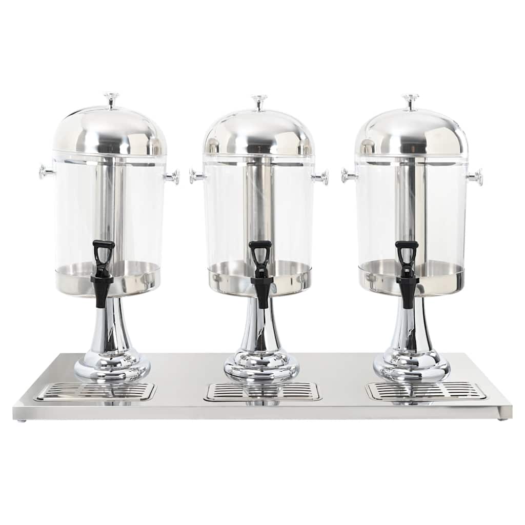 vidaXL Dozator triplu de suc, oțel inoxidabil, 3 x 8 L