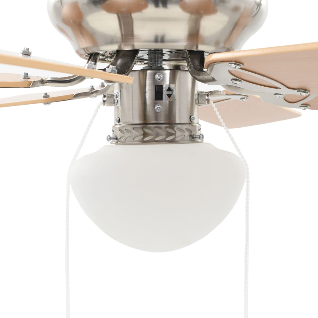 Díszes mennyezeti ventilátor lámpával 82 cm világosbarna 