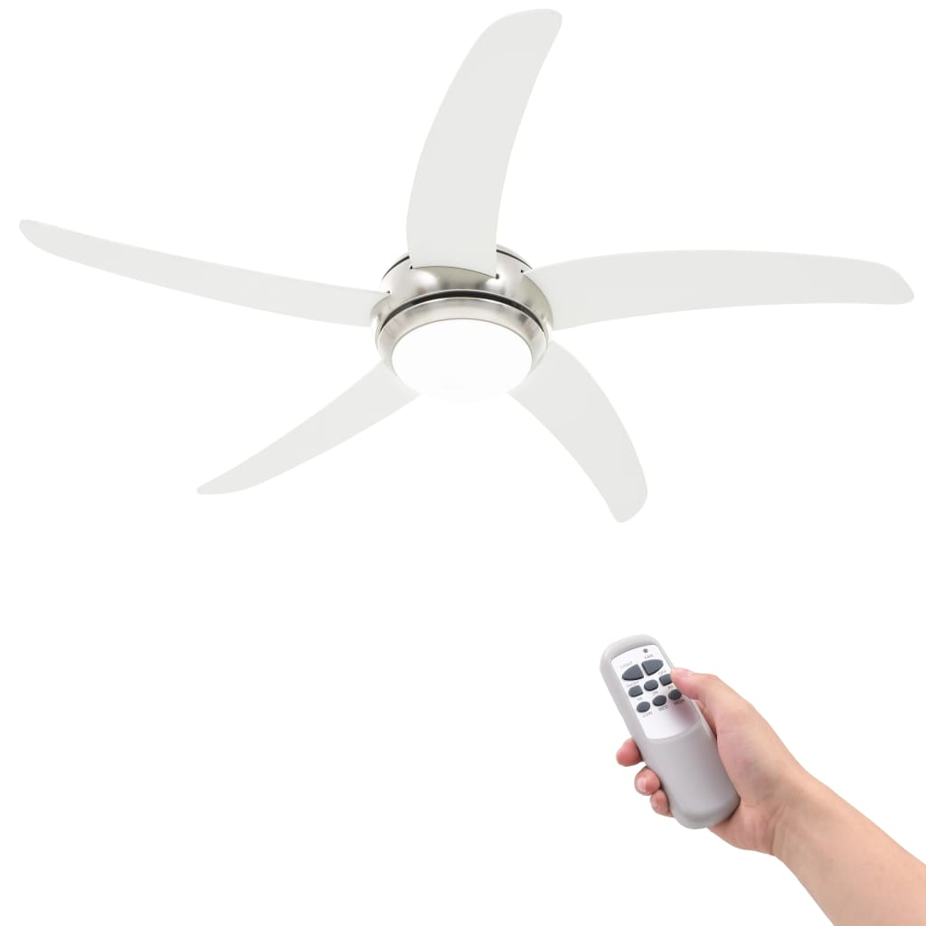 vidaXL Ventilateur de plafond orné avec lampe 128 cm Blanc