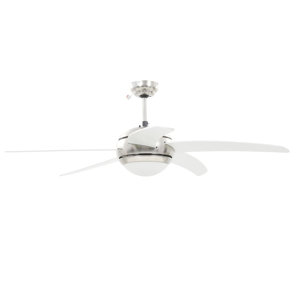  Ventilateur de plafond orné avec lampe 128 cm Blanc 