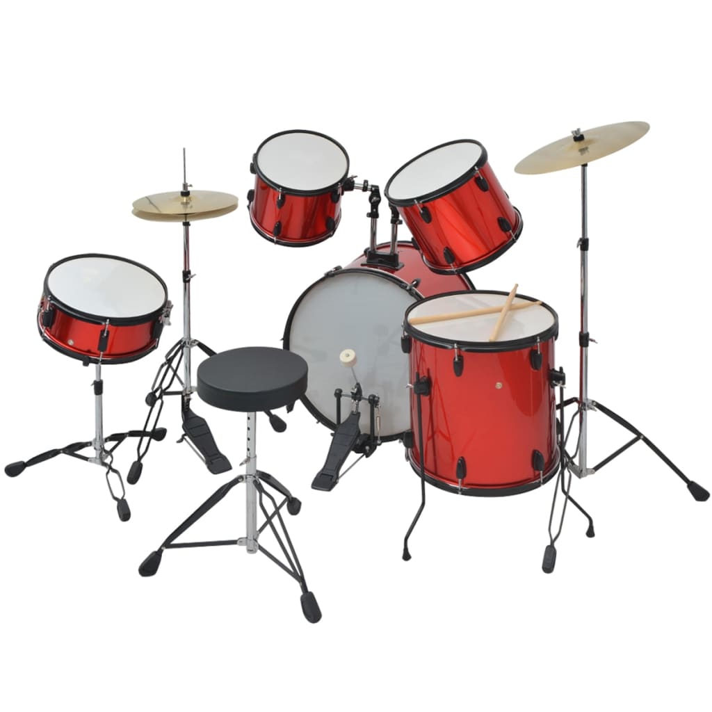 

vidaXL Drumstel voor volwassenen gepoedercoat staal rood