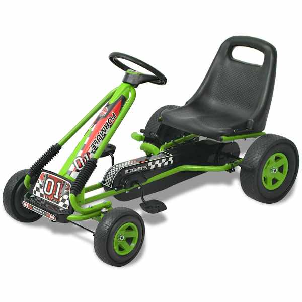 vidaXL pedaalidega kartauto reguleeritava istmega, roheline