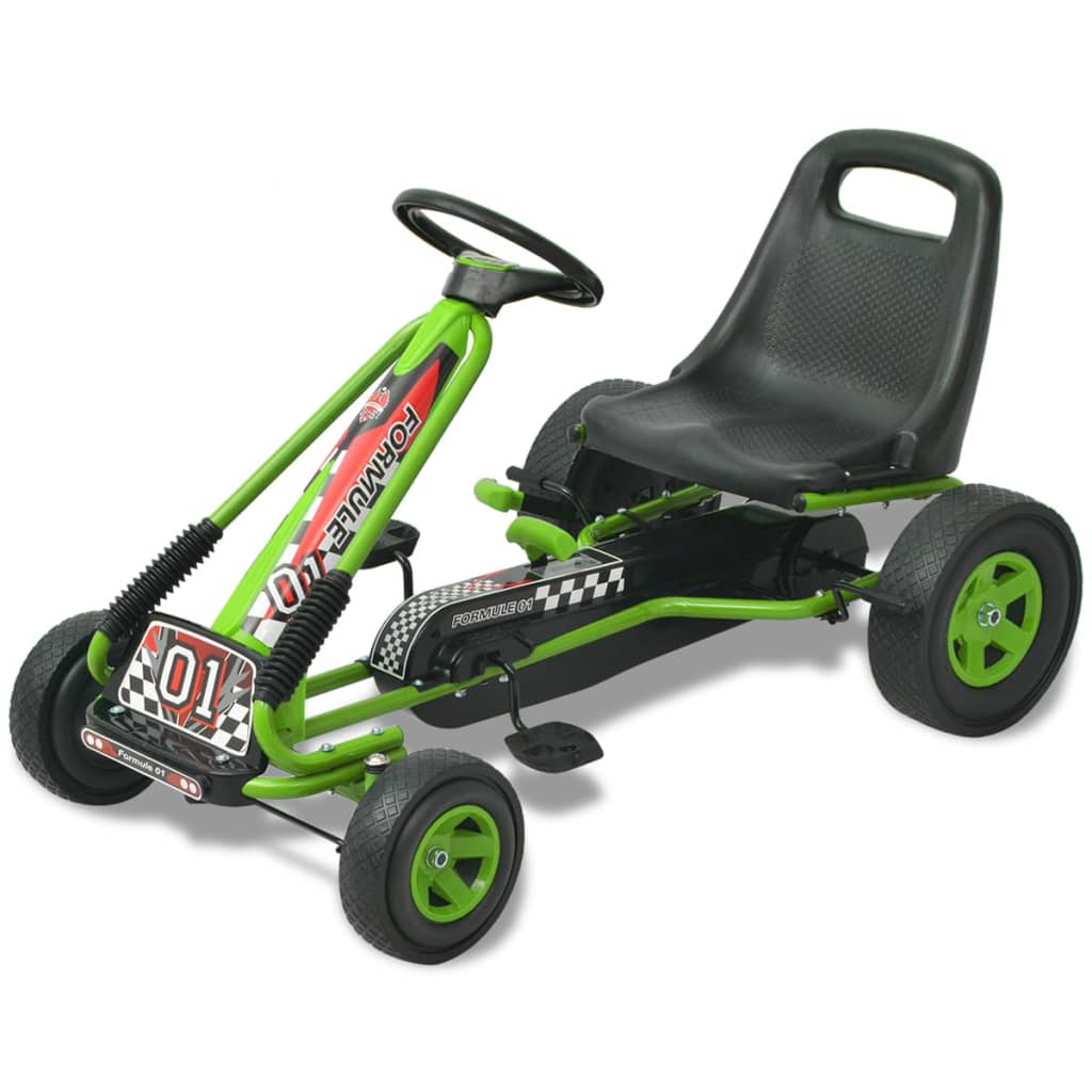vidaX Kart cu pedale cu șezut reglabil verde copii