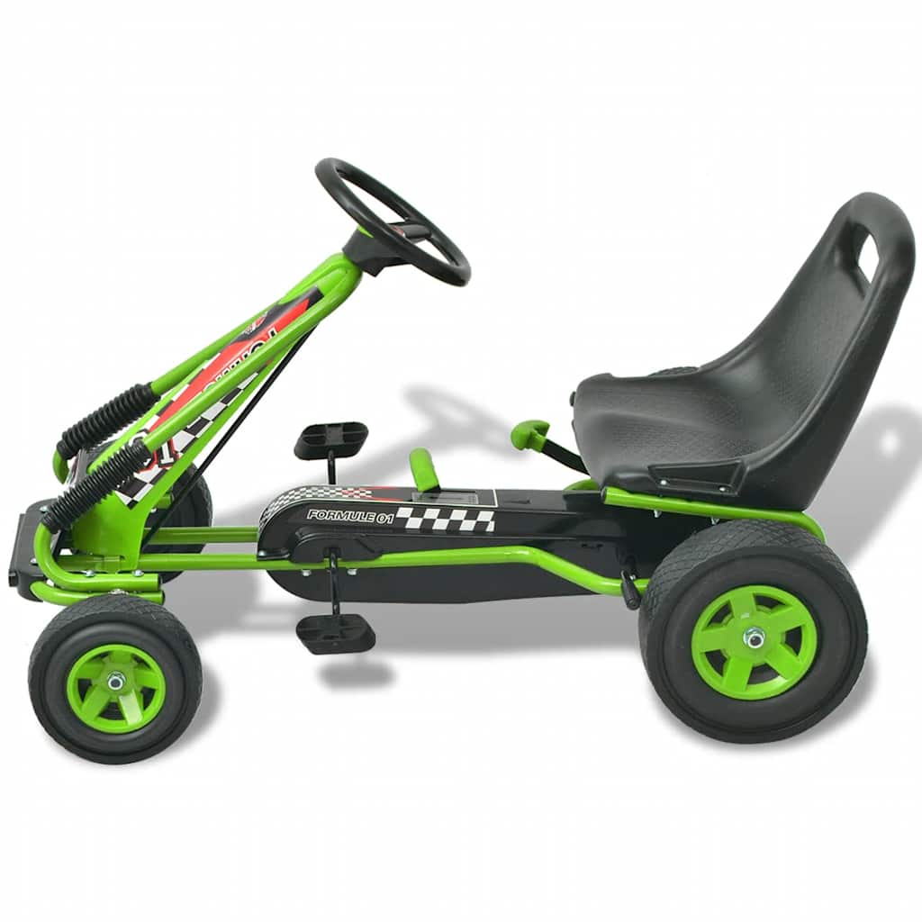 vidaXL Poljettava Mikroauto Säädettävällä Penkillä Vihreä