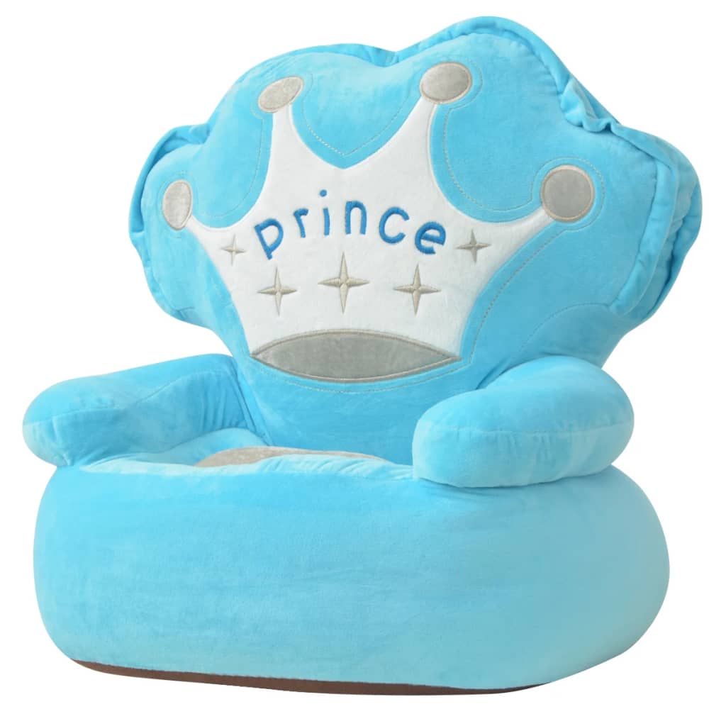 vidaXL Scaun din pluș pentru copii, Prince, albastru imagine vidaxl.ro