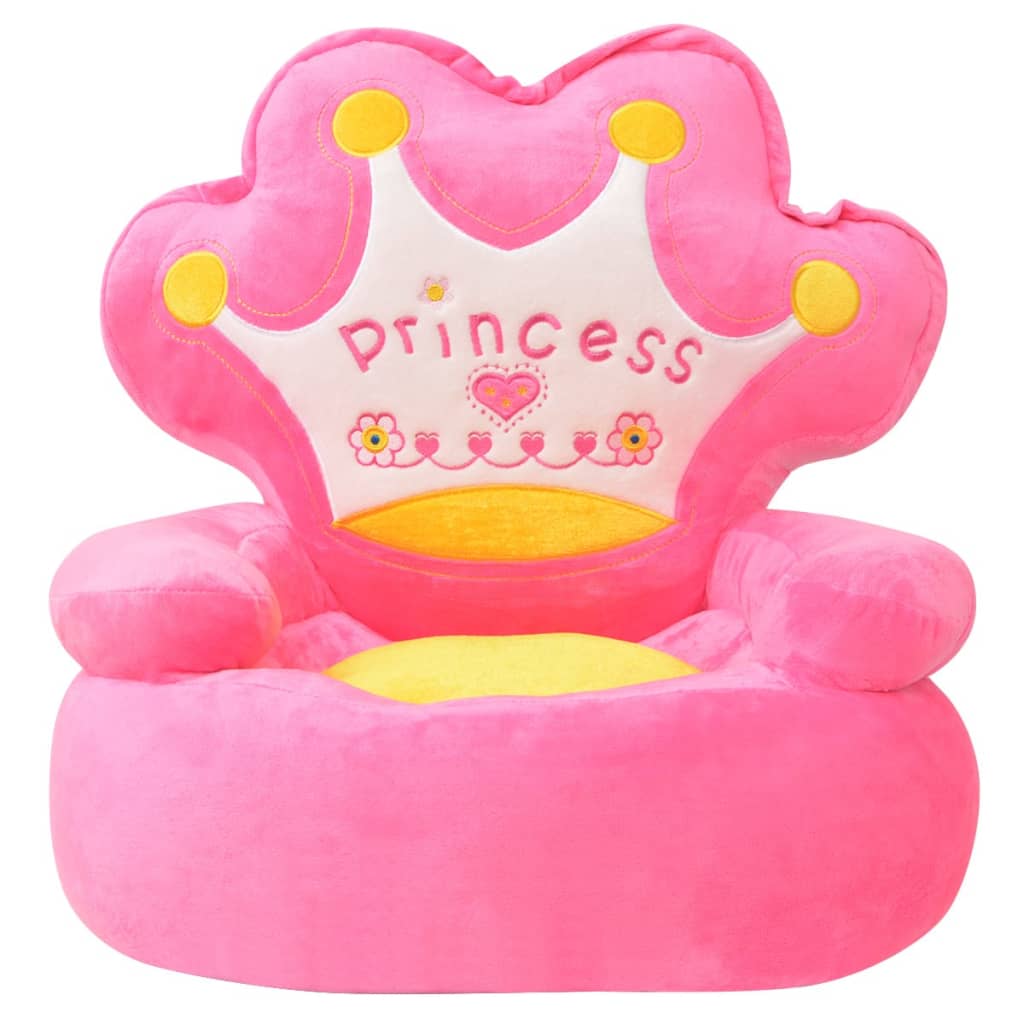 Rózsaszín plüss gyerekszék "princess" felirattal 